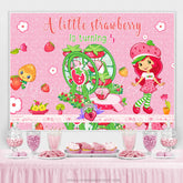 Lofaris Little Strawberry Is Turning 5 Wheel Girl Birthday Backdrop